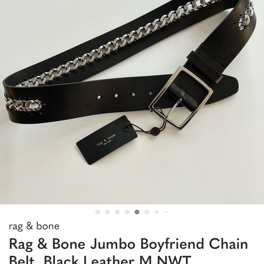 Rag & Bone Jumbo Boyfriend Chain Belt, Black Leather M NWT - Picture 8 of 10
